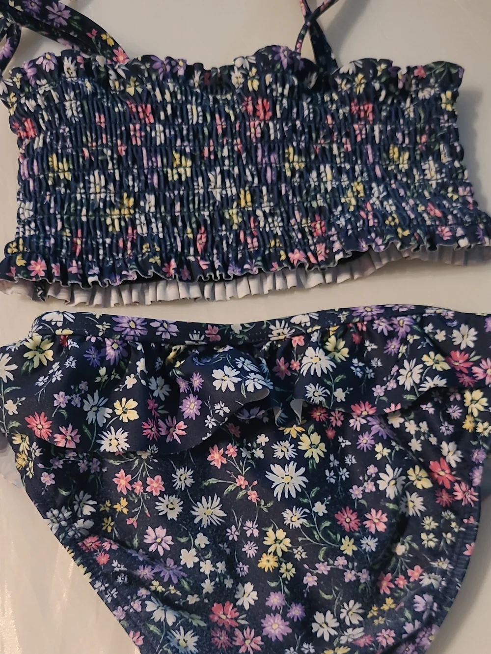 Old Navy Navy Floral Smocked Bikini Set